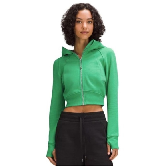 RARE Lululemon scuba full zip cropped hoodie RACEWAY GREEN Sz 2 - Picture 4 of 9